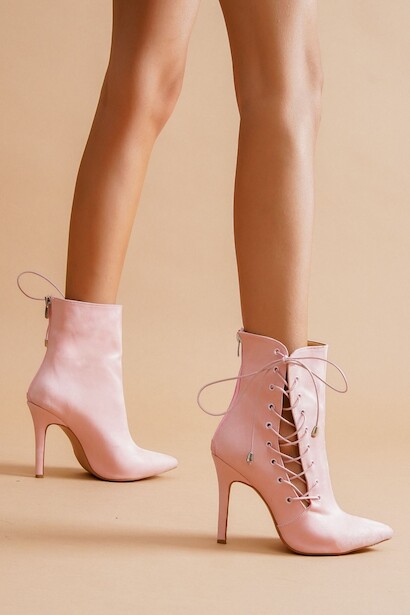 Kadın Dıştan Bağcıklı Topuklu Bot Aida 