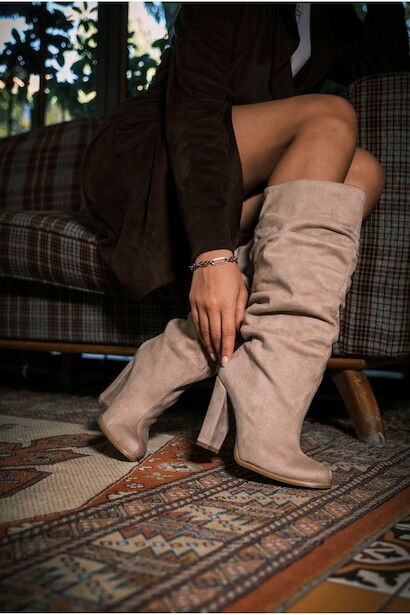 Kadın Kalın Topuk Körüklü Kısa Çizme Kalde 