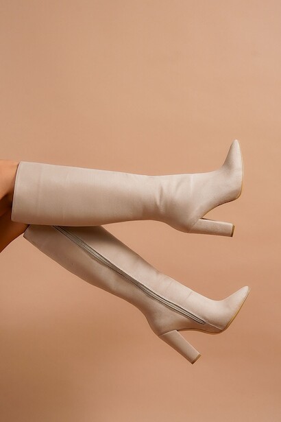 Kadın Fermuarlı Diz Altı Çizme Andros 