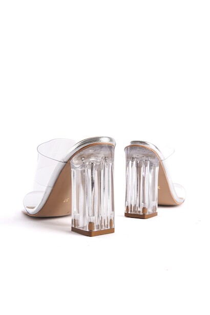 Kadın Şeffaf Topuklu Terlik Bale  Gümüş 6