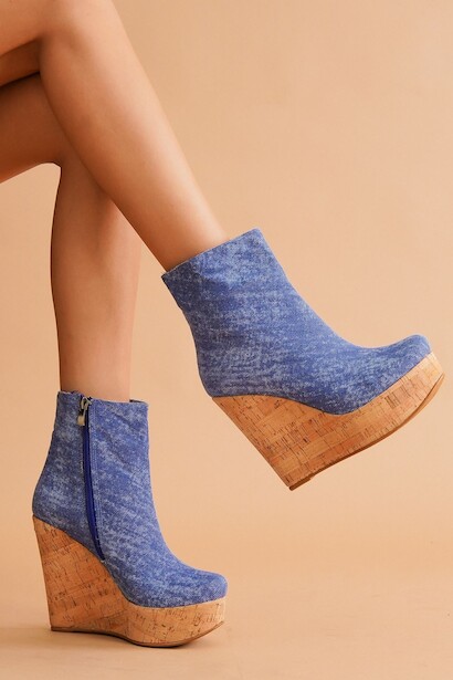 Kadın Dolgu Topuk Fermuarlı Bot Daina 