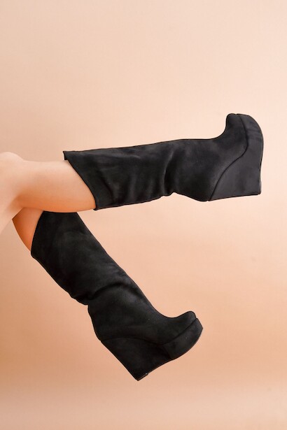 Kadın Dolgu Topuk Diz Altı Çizme Elin 