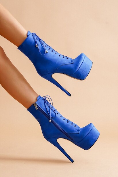 Kadın Yüksek Topuk Bağcıklı Bot Gray 