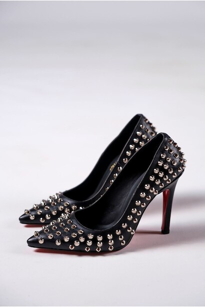 Kadın Zımbalı Yüksek Topuklu Ayakkabı Kaju