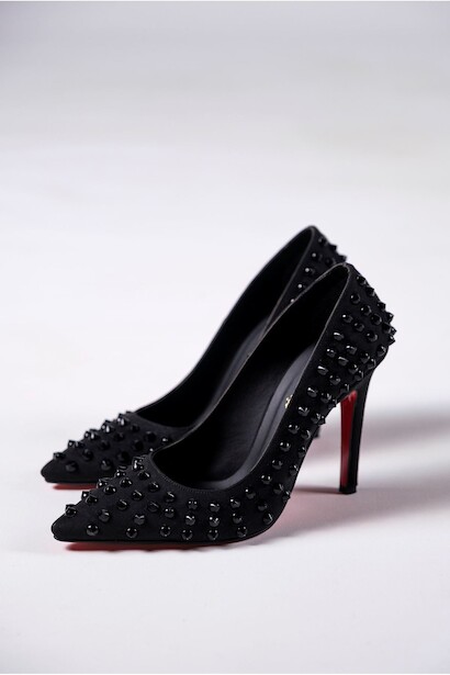 Kadın Zımbalı Yüksek Topuklu Ayakkabı Kaju 