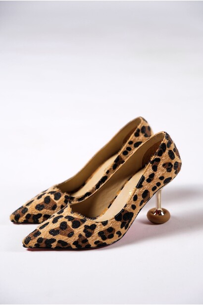 Leopar Kadın Özel Tasarım Topuklu Ayakkabı Stiletto Renate