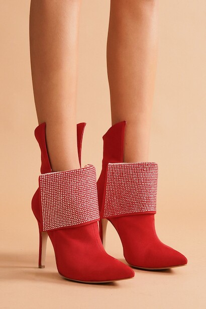 Kadın Yaka Taşlı Sivri Burun Bot Kennard 