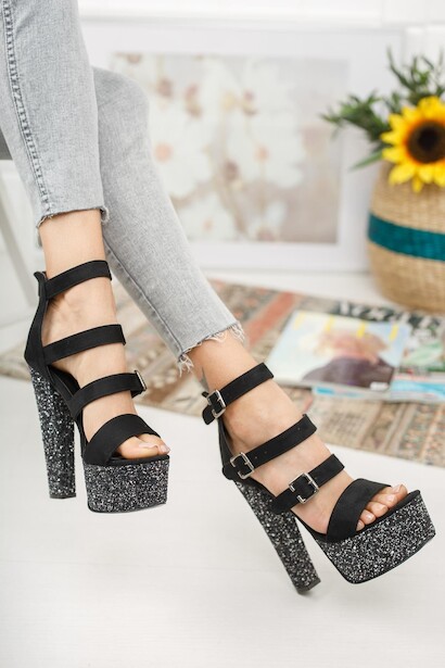 Kadın Platin Taş Yüksek Topuklu Ayakkabı Khayla