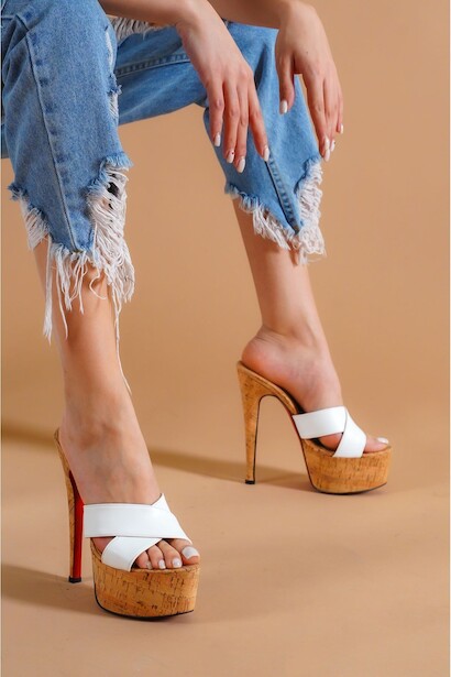 Kadın Mantara Yüksek İnce Topuklu Terlik Oscar 