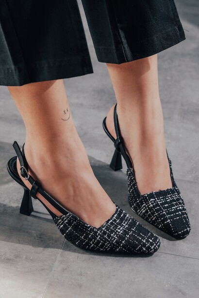 Kadın Tasarım Keten Topuklu Ayakkabı Hale