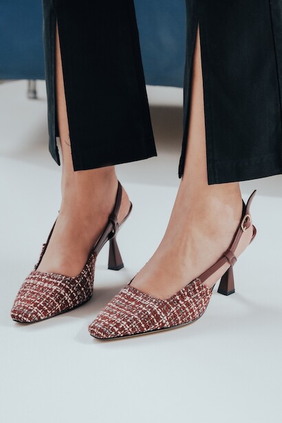 Kadın Tasarım Keten Topuklu Ayakkabı Hale