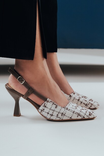 Kadın Tasarım Keten Topuklu Ayakkabı Hale 