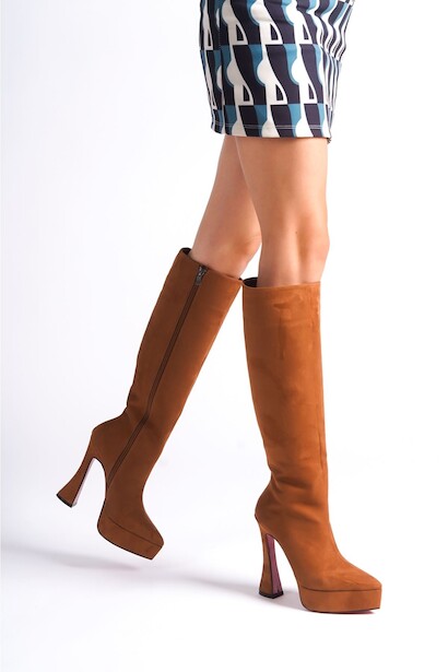 Kadın Sivri Burun Platform Çizme Violet 