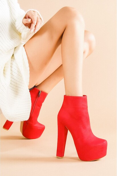 Kadın Yüksek Topuk Platform Bot Punta 