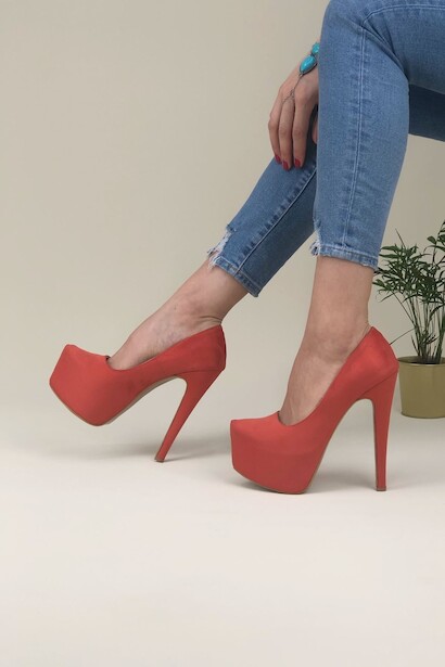 Kadın İnce Topuklu Platform Ayakkabı Ribbon