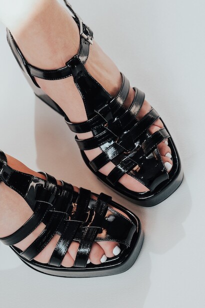 Kadın Gladyatör Kalın Topuklu Ayakkabı Hira Siyah  6