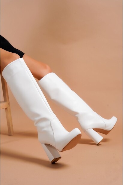 Kadın Kalın Topuk Fermuarsız Çizme Sammy 