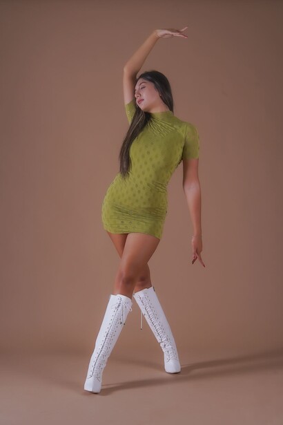 Kadın Bağcıklı Diz Altı Çizme Spike  Beyaz Cilt  4