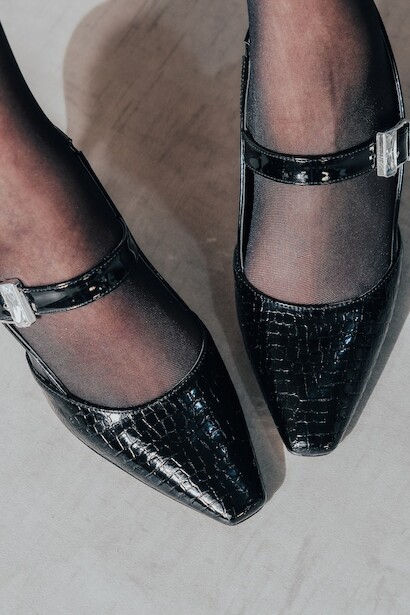 Siyah Tasarım Tokalı Rugan Kadın Topuklu Ayakkabı Lisa Siyah  6