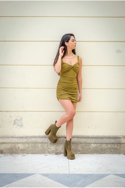 Haki Tasarım Çift Platform Kadın Ayakkabı Modus Haki  4