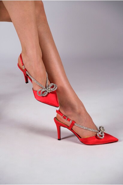Kadın Taş Detaylı Özel Tasarım Topuklu Ayakkabı Stiletto Ripple