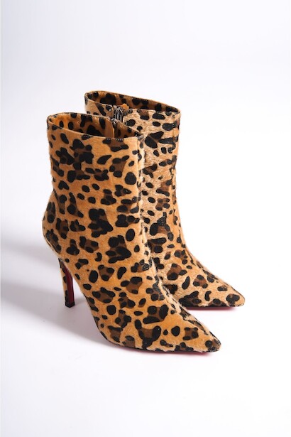 Kadın Sivri Burun Topuklu Bot Togi Leopar  4