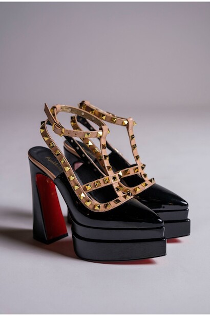 Kadın Trok Detaylı Çift Platform Tasarım Yüksek Topuklu Ayakkabı Reina