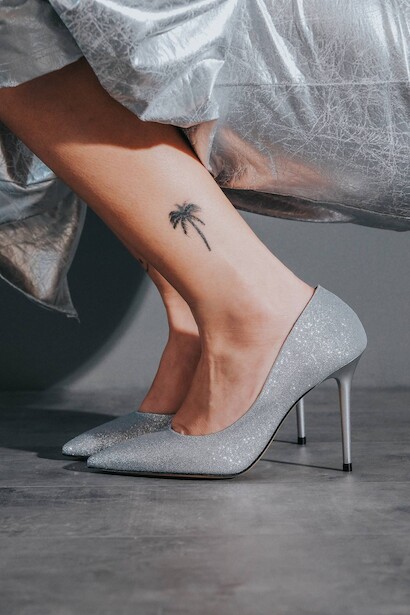 Gümüş Sim İnce Topuk Sivri Burunlu Kadın Stiletto Osama