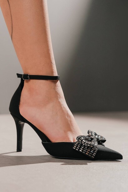 Kadın Taş Papyonlu İnce Topuklu Ayakkabı Poril 