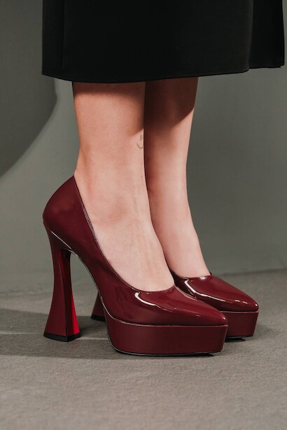 Kadın Özel Tasarım Platform Ayakkabı Mila  Bordo 4