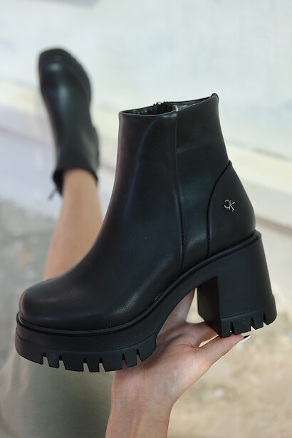 Kadın Yüksek Taban Fermuarlı Bot Klira Siyah 4