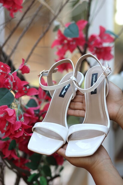 Kadın Taş Topuklu Ayakkabı Missa  Beyaz Rugan  4