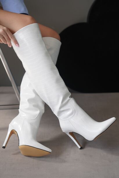 Kadın Sivri Burun Fermuarsız Çizme Balian 