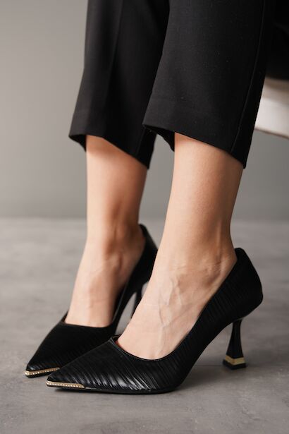 Kadın Dokulu Saten Orta Topuklu Ayakkabı Siera 