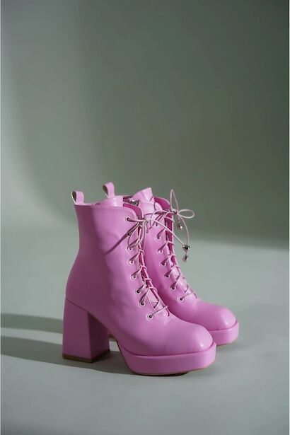 Kadın Platform Topuklu Bağcıklı Bot Ribel 