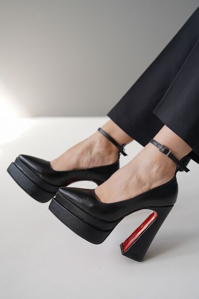 Çift Platform Özel Tasarım Kadın Ayakkabı Rigels Siyah