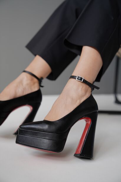 Çift Platform Özel Tasarım Kadın Ayakkabı Rigels Siyah 4