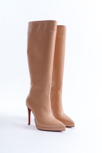 Kadın Diz Altı Kısa Platform Topuklu Çizme Amazen 