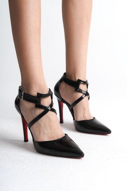Kadın İnce Topuklu Ayakkabı Stiletto Edrie  Siyah Rugan