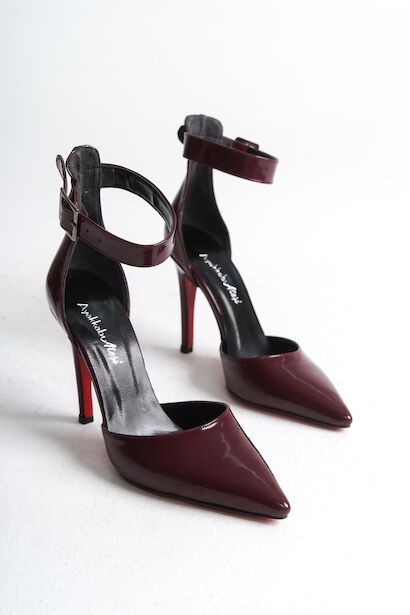 Kadın Sivri Burun İnce Topuklu Ayakkabı Sage  Bordo 4