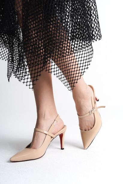 Kadın Günlük Kısa Topuklu Ayakkabı Zavos  Nude Rugan 4