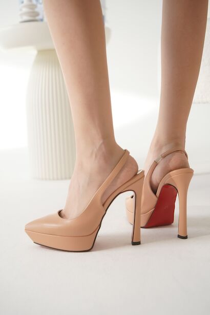 Kadın Platform Topuklu Ayakkabı Tinevi  Nude Cilt 4