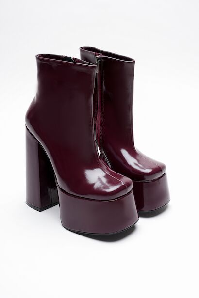 Kadın Fermuarlı Yüksek Platform Bot Ecosi  Bordo