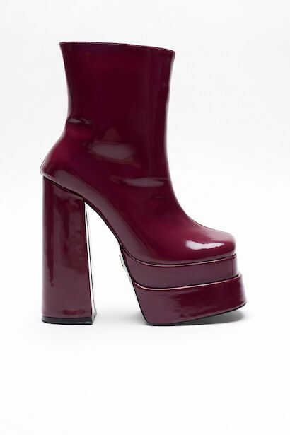 Vega Suni Deri Kare Burun Çift Platform Kalın Topuklu Kadın Bot 