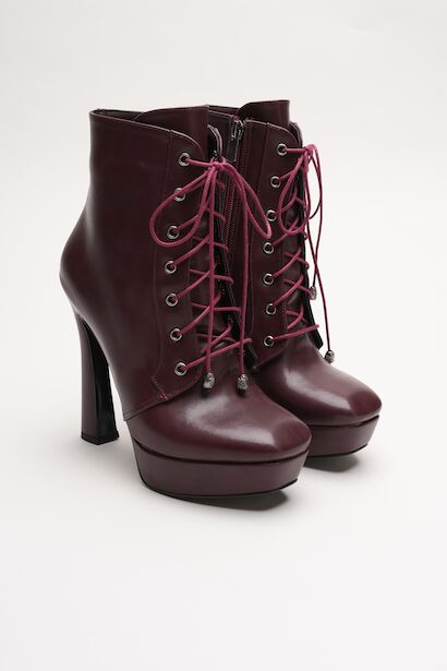 Kadın Yüksek Topuk Bağcıklı Bot Viole 