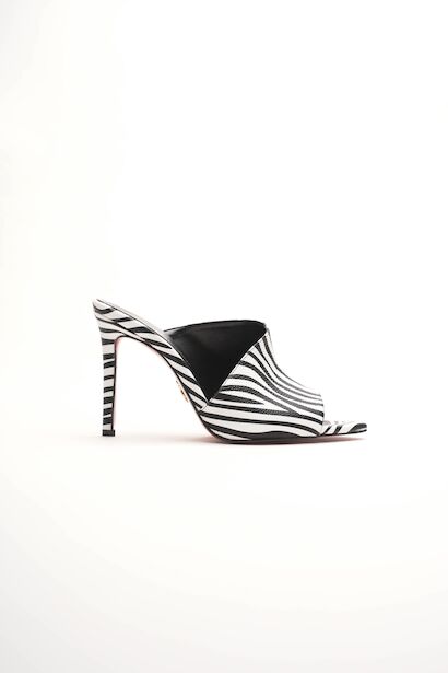 Kadın Tasarım İnce Topuklu Terlik Carolina  Zebra