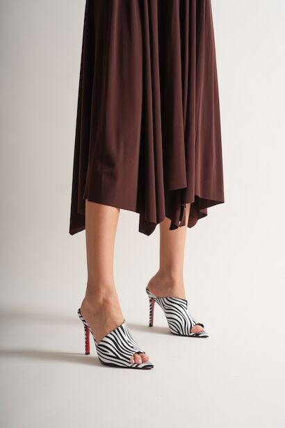 Kadın Tasarım İnce Topuklu Terlik Carolina  Zebra 6