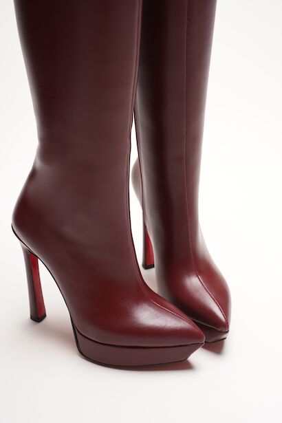 Kadın Tasarım Platform Yüksek Topuklu Çizme Carcie  Bordo Cilt 6
