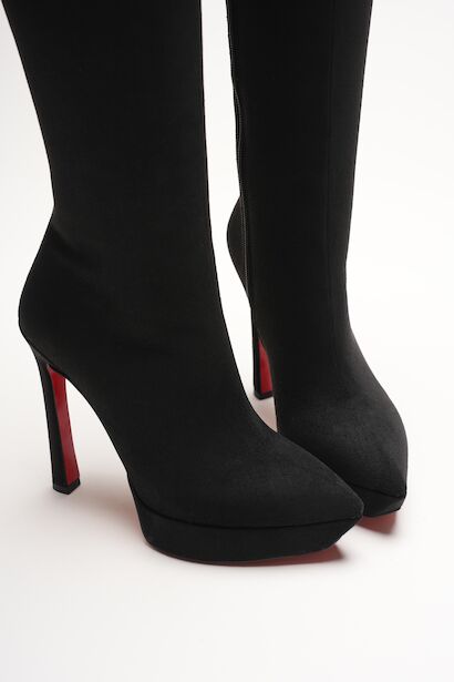 Kadın Tasarım Platform Yüksek Topuklu Çizme Carcie  Siyah Süet 6