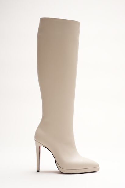 Kadın Diz Altı Kısa Platform Topuklu Çizme Amazen 